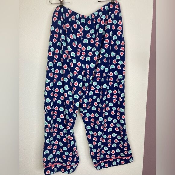 NWOT Cat face print flannel pj bottoms w/ elastic drawstring waist meowy cute - Picture 3 of 9